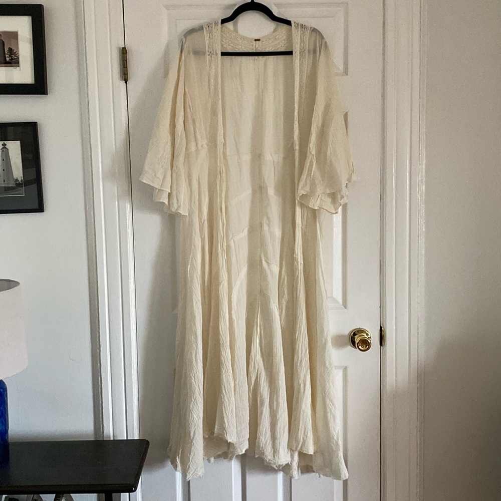 Light Cream Women's Boho Kimono Duster